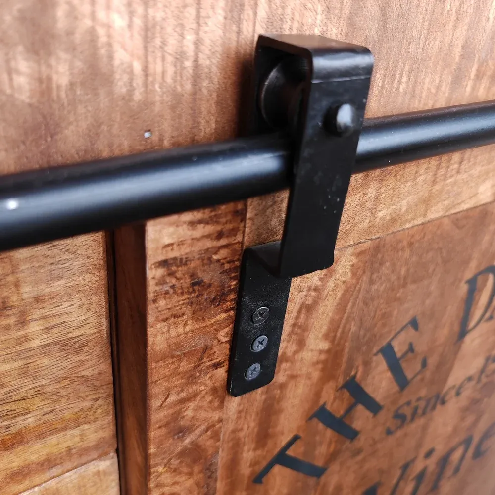 DRESSOIR BAS DUBLIN MANGUIER ET METAL 1 PORTE 4 TIROIRS 116 X 40.5 X 85.5 CM – Image 9