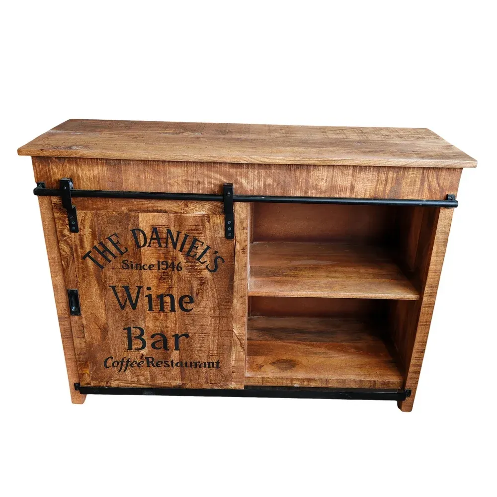 DRESSOIR BAS DUBLIN MANGUIER ET METAL 1 PORTE 4 TIROIRS 116 X 40.5 X 85.5 CM – Image 6