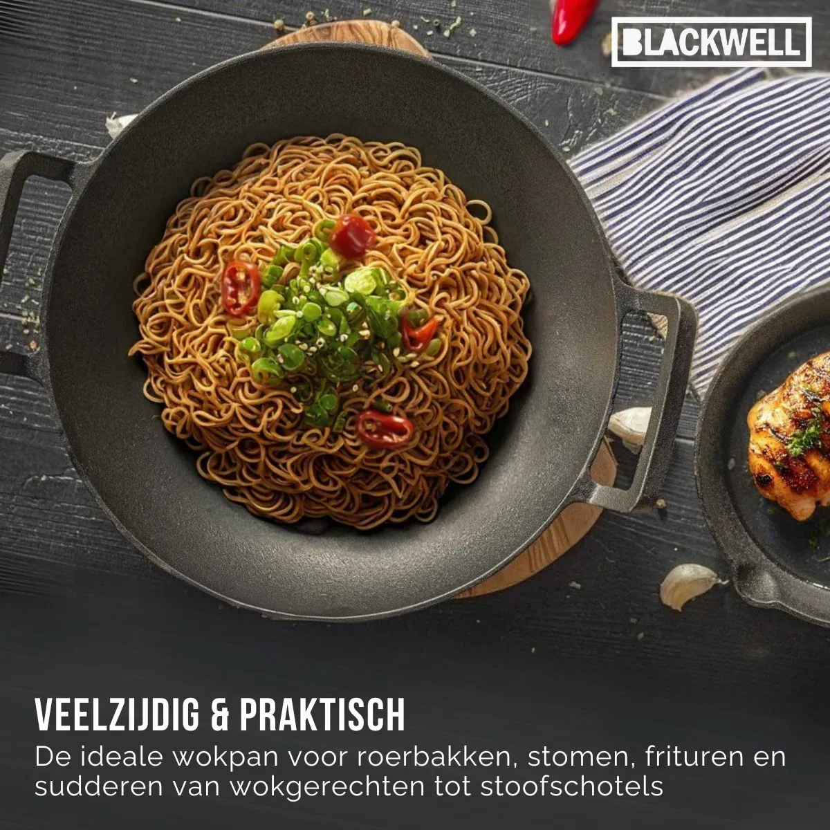 Wok Blackwell en fonte - Wadjan - ø 36 cm / 6,5 litres - sans revêtement antiadhésif – Image 4
