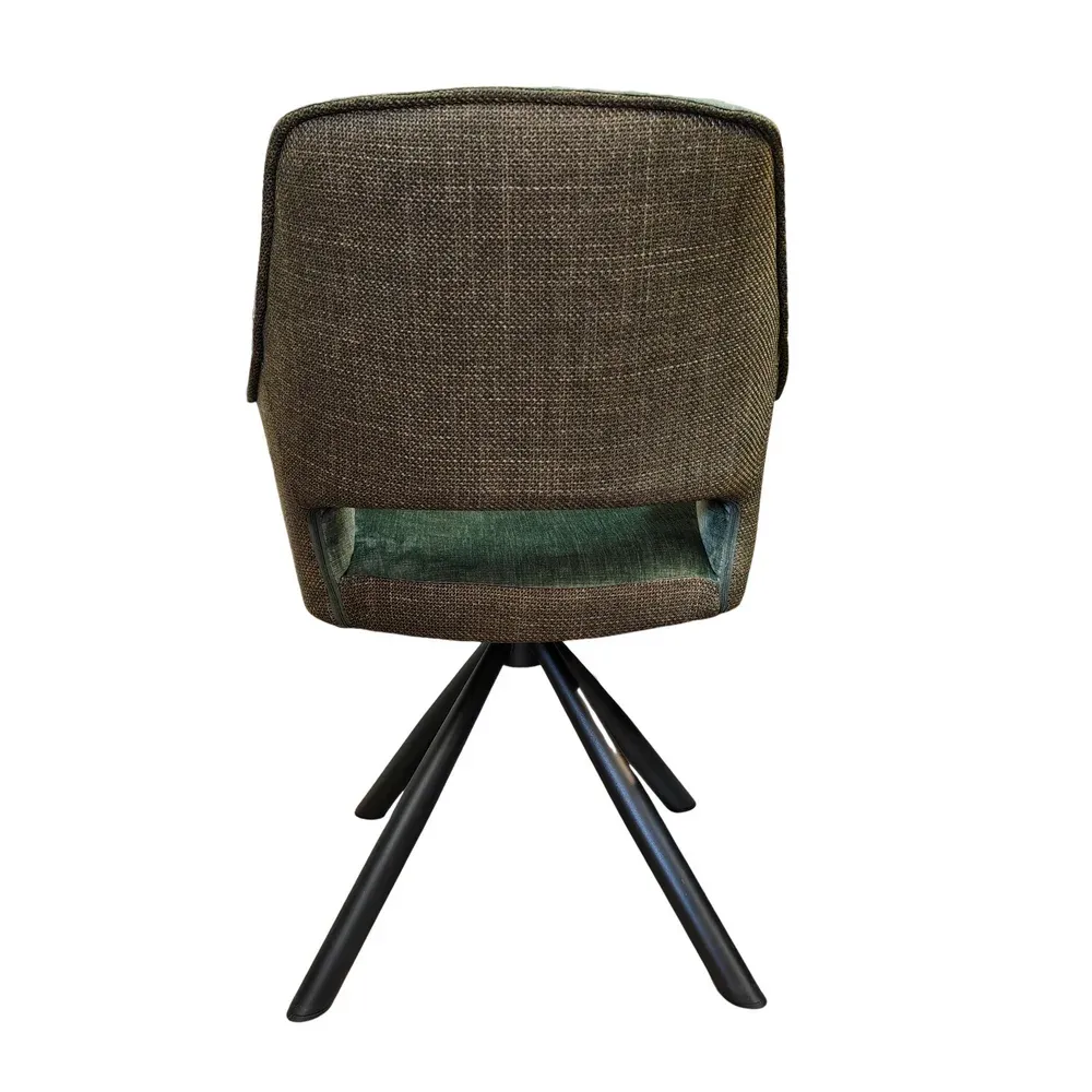 CHAISE ACCOUDOIR TOURNANTE CHILKO PIED NOIR TISSU / VELOURS VERT 65 X 85 X 63 CM – Image 4