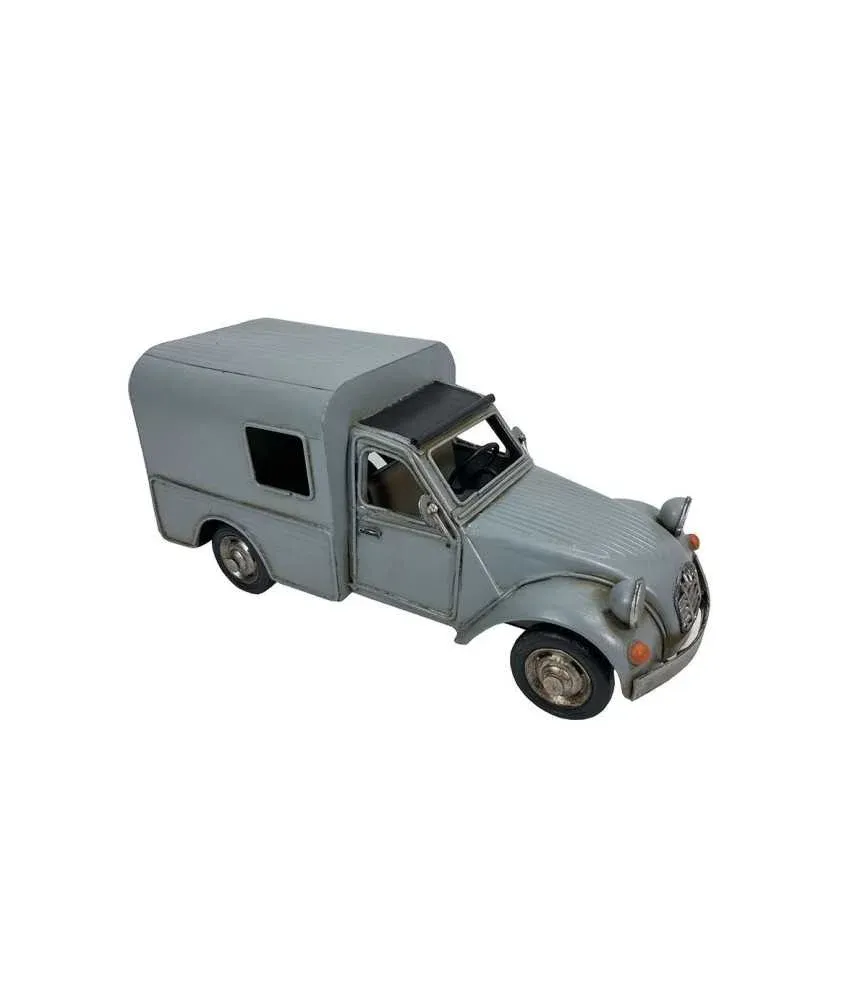 VOITURE DECORATIVE 2CV FOURGONNETTE GRISE METAL 28 X 12.5 X 11.5 CM – Image 2