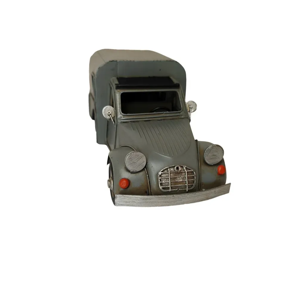 VOITURE DECORATIVE 2CV FOURGONNETTE GRISE METAL 28 X 12.5 X 11.5 CM – Image 5