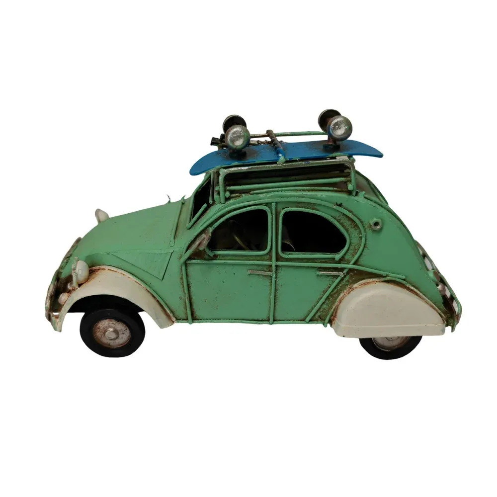 VOITURE DECORATIVE 2CV VERTE ET CREME METAL 16.5 X 9 X 7 CM – Image 4