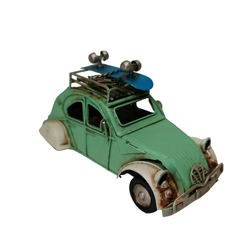 VOITURE DECORATIVE 2CV VERTE ET CREME METAL 16.5 X 9 X 7 CM – Image 3
